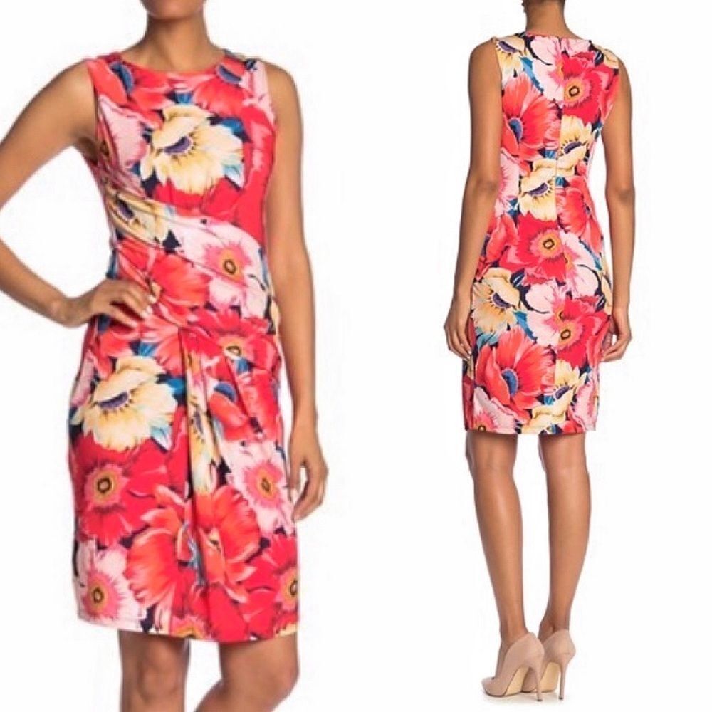 T TAHARI Floral Print Sleeveless Dress!